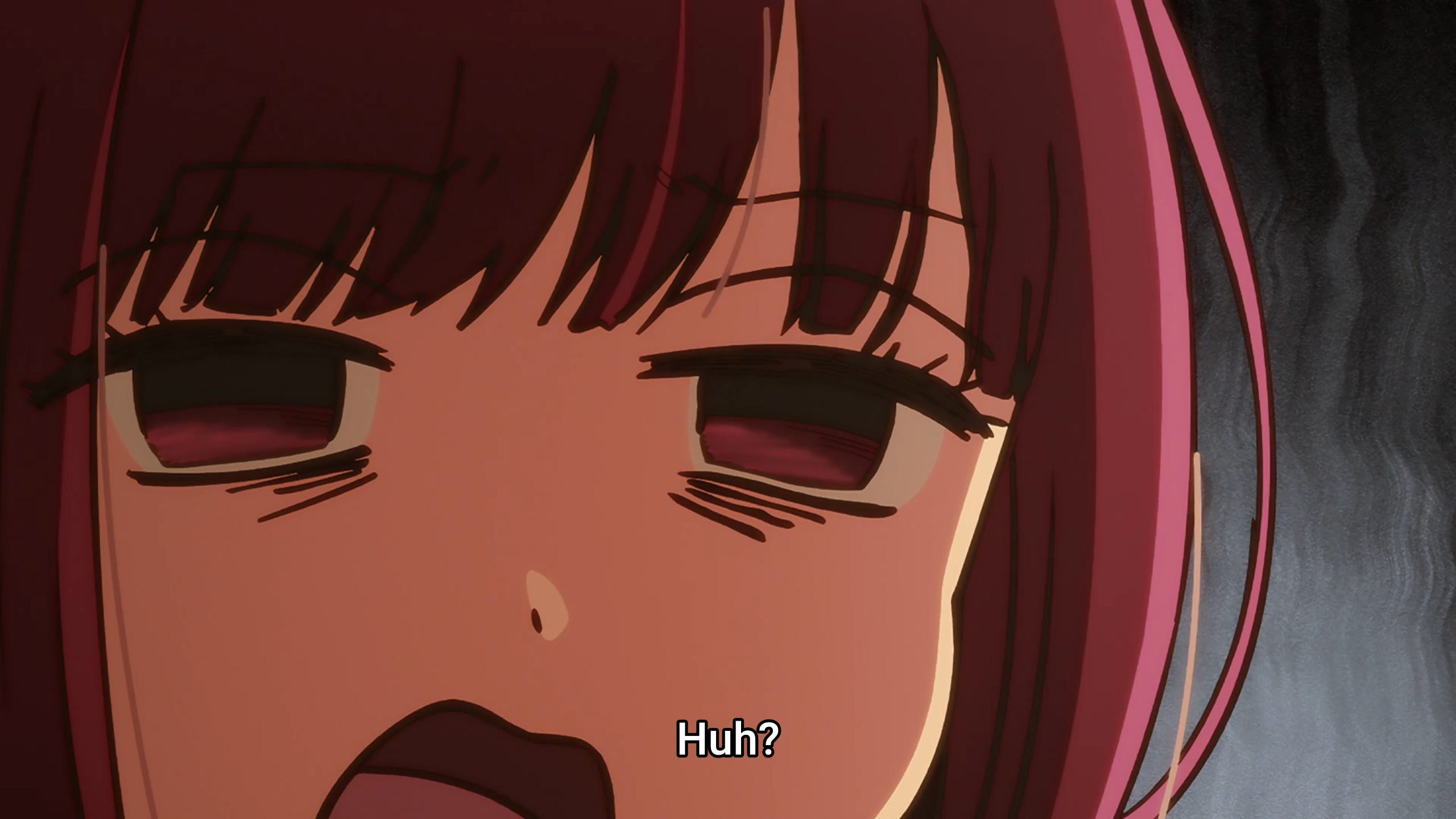 A character from Oshi No Ko looking exasperated and saying: "Huh?"